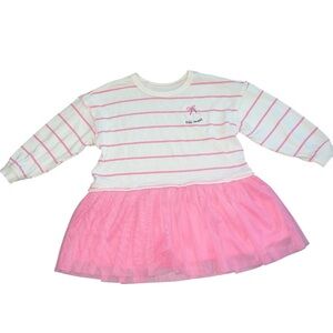 Grayson Mini Pink and White Striped Dress with Tulle Skirt